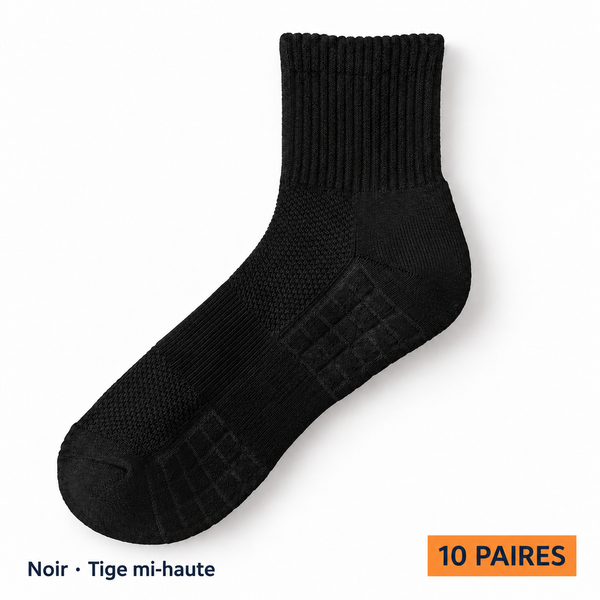 Lot de 10 paires de chaussettes – Noir, tige mi-haute