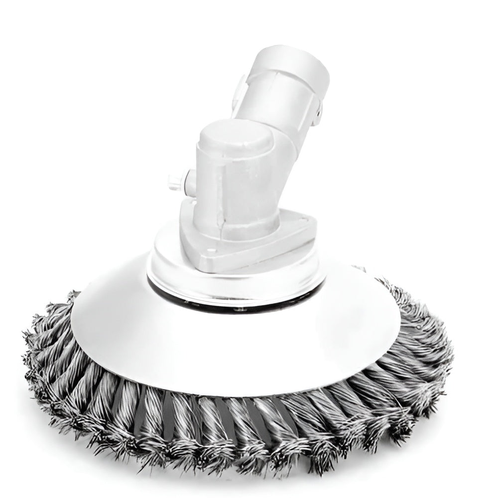 Photo source de la tête de brosse métallique et de son montage.