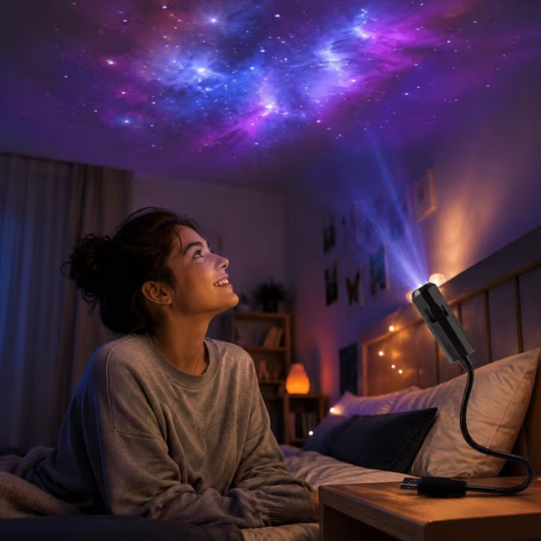 Projecteur d’Étoiles LED 360° avec 10 Projections – Galaxie, Océan & Papillons