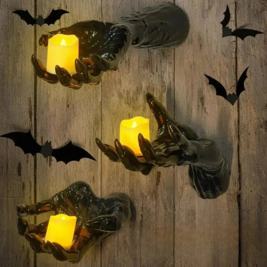 Décoration Murale Main Effrayante avec Porte-Bougie – Effet Réaliste pour Halloween
