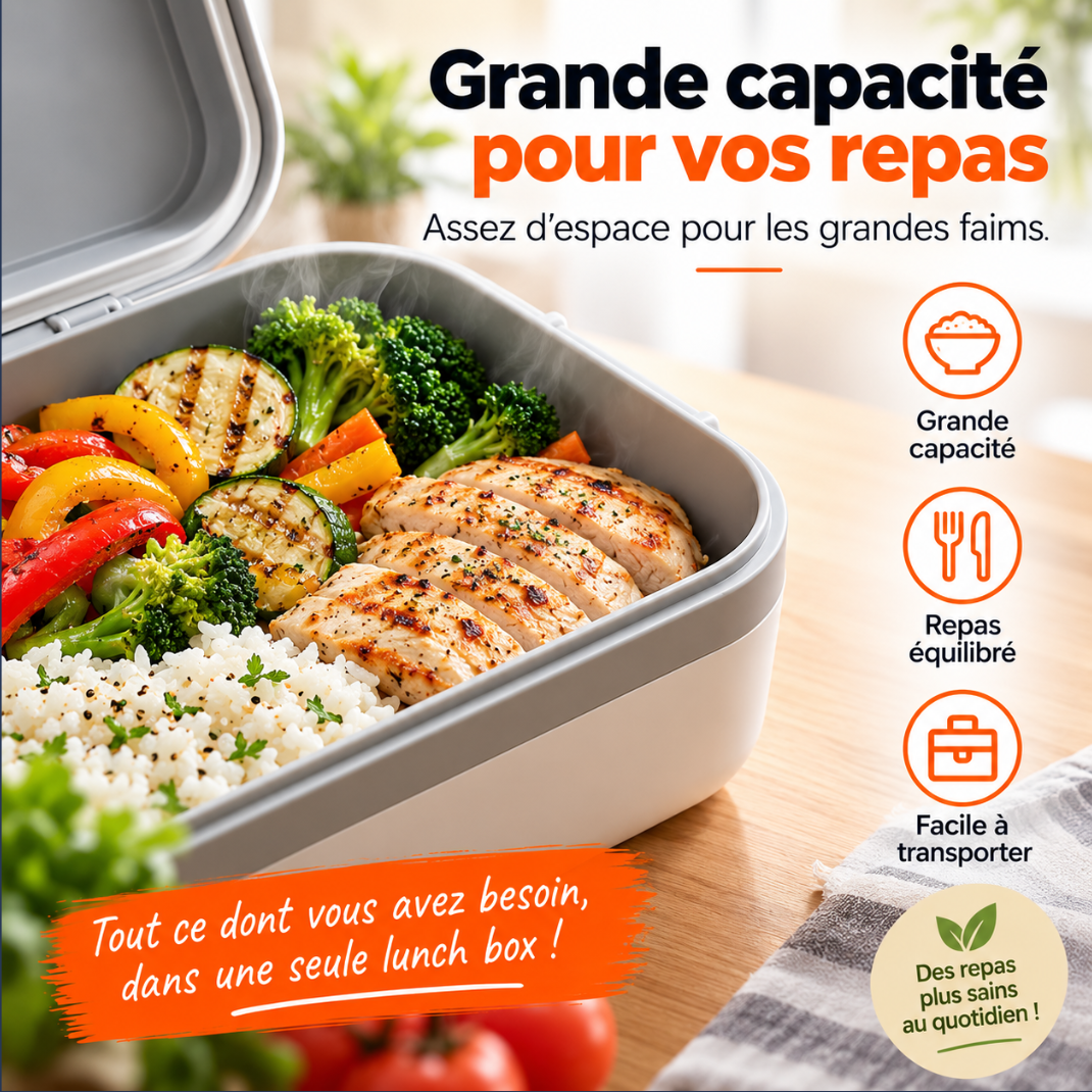 Boîte à Lunch Électrique Sans Fil 900 ml – Chauffante, Rechargeable & Portable