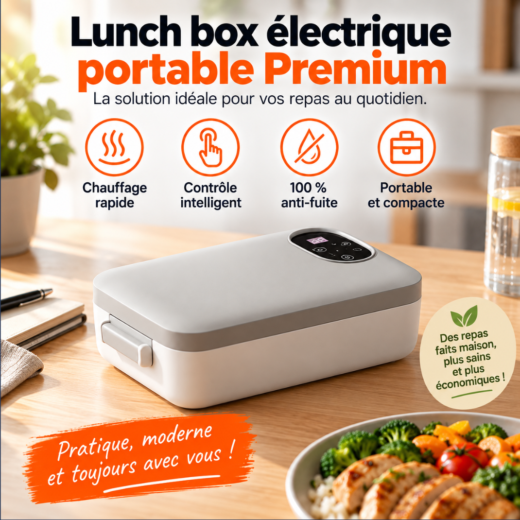Boîte à Lunch Électrique Sans Fil 900 ml – Chauffante, Rechargeable & Portable