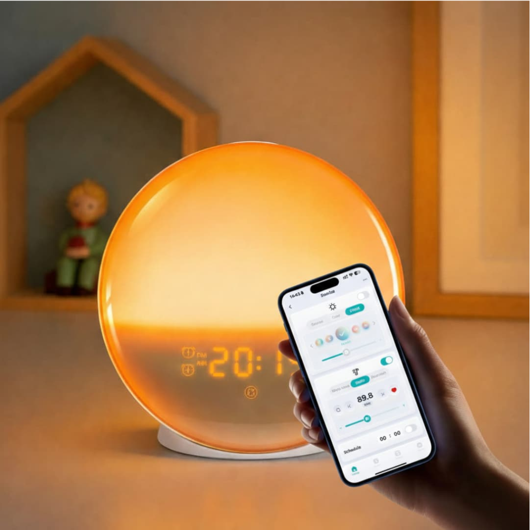 Réveil Simulateur d’Aube Bluetooth – Lumière Progressive, 7 Sons Relaxants & Radio FM