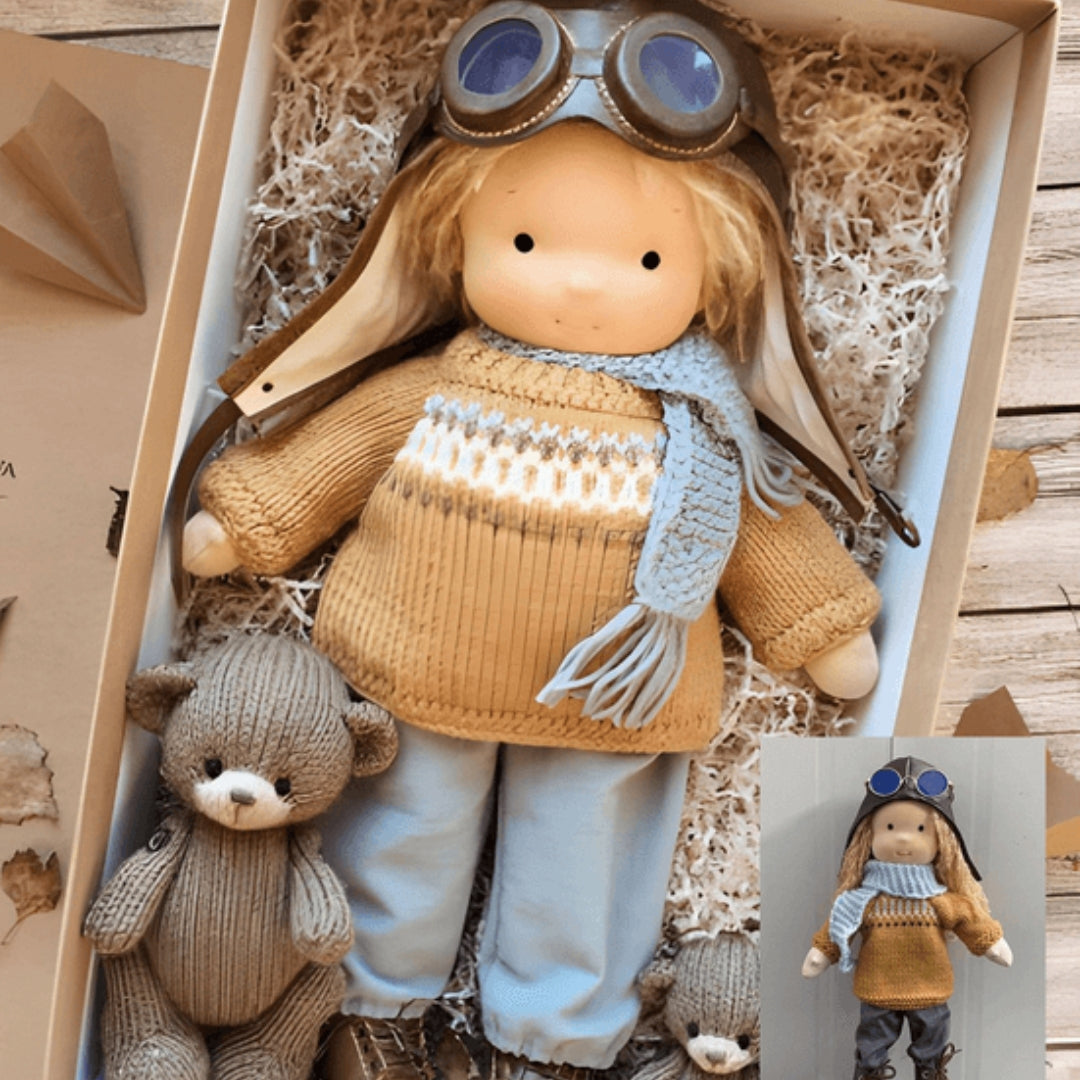 Elora – Poupée Waldorf en coton faite main, jouet créatif