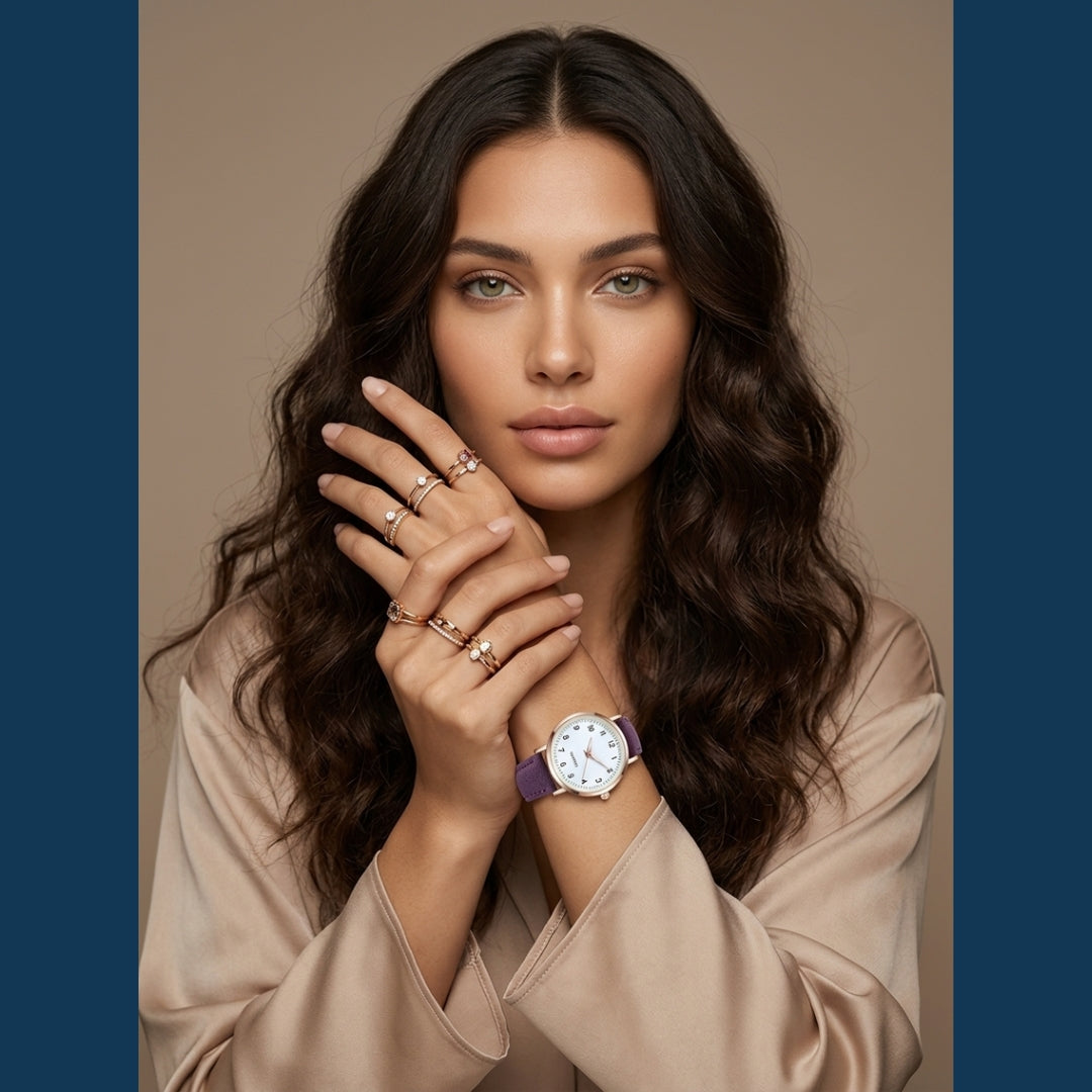 Montre Femme en Cuir Or Rose