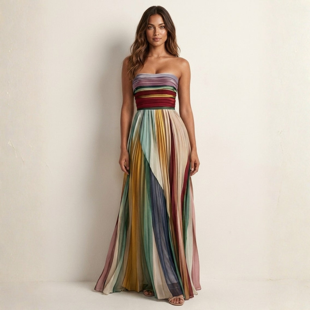 Robe Longue Plissée Colorée