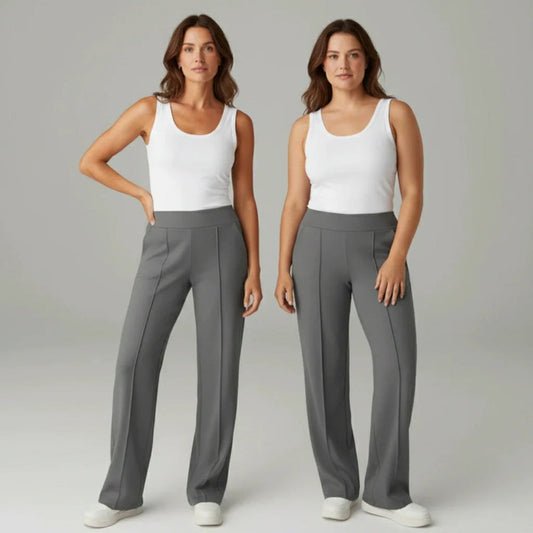 Pantalon Stretch Taille Haute Femme – Coupe Large Confort & Élégance