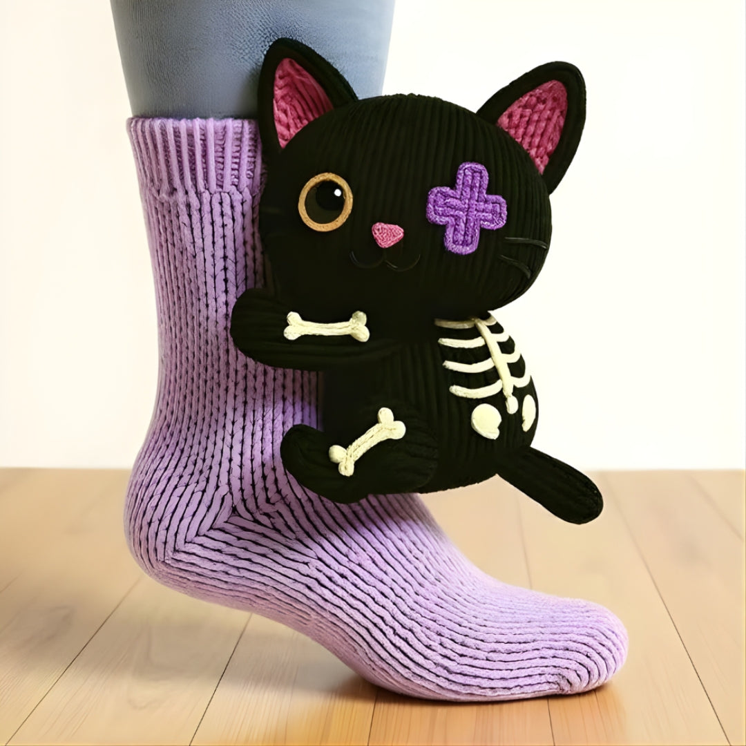 Chaussettes d'intérieur confortables unisexes chaudes et douces à motif animal