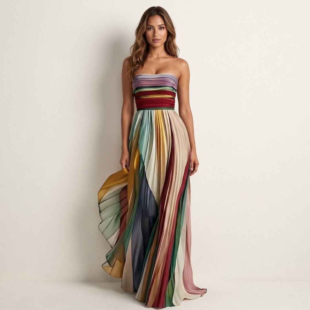 Robe Longue Plissée Colorée