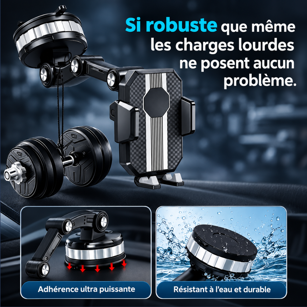 Support Téléphone Voiture à Ventouse 360° – Fixation Pare-Brise & Tableau de Bord
