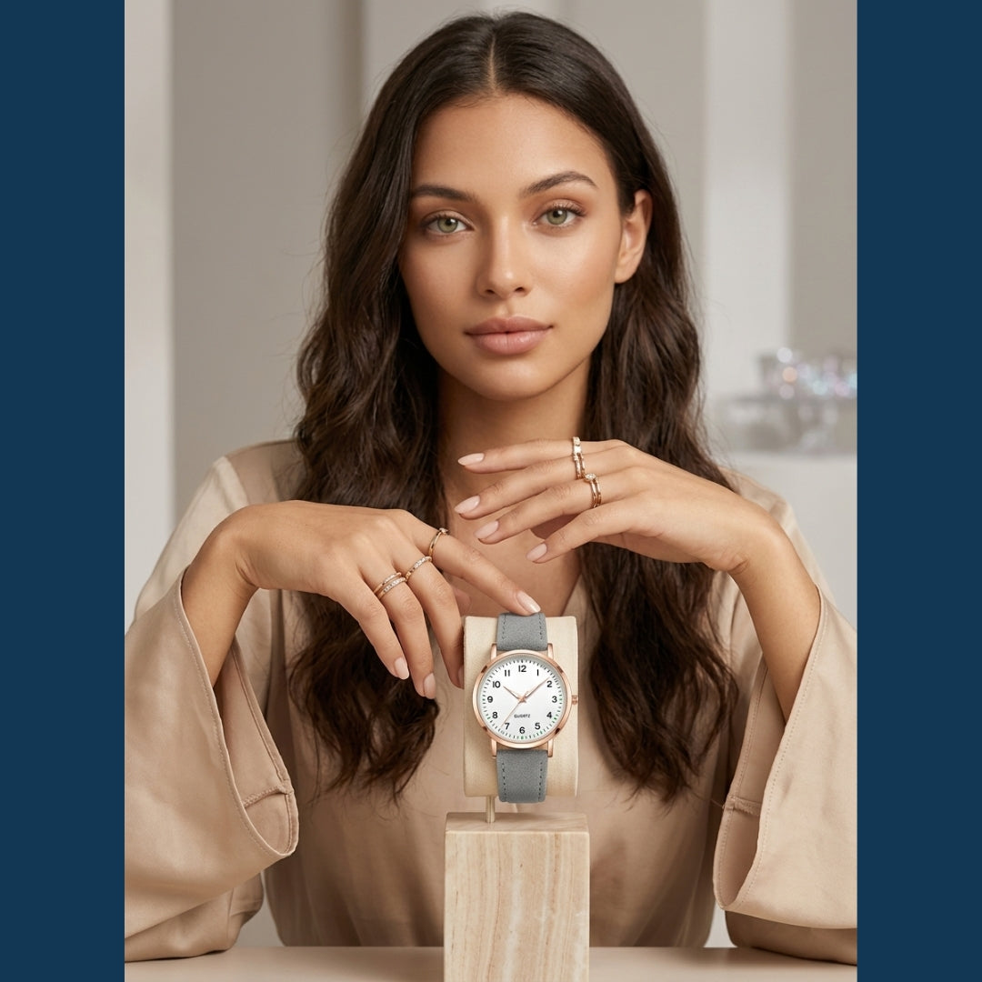 Montre Femme en Cuir Or Rose