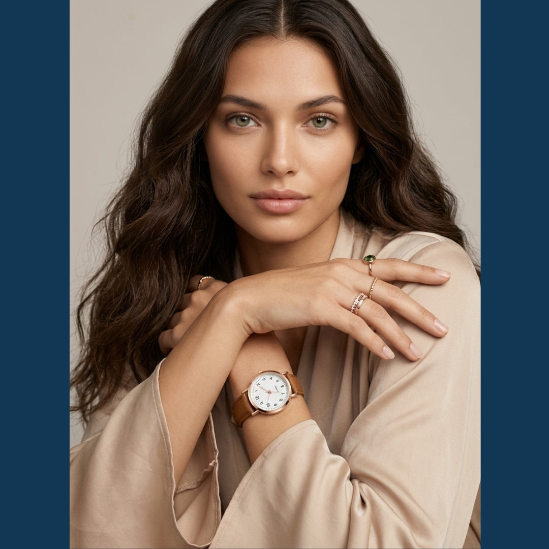 Montre Femme en Cuir Or Rose