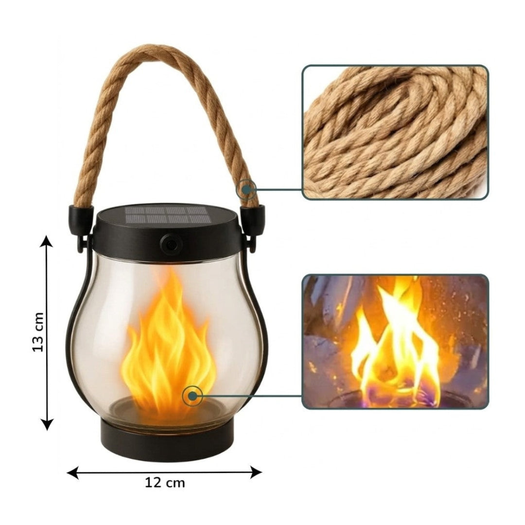 Lanterne Solaire à Flamme Vacillante – Éclairage Extérieur Automatique & Résistant aux Intempéries