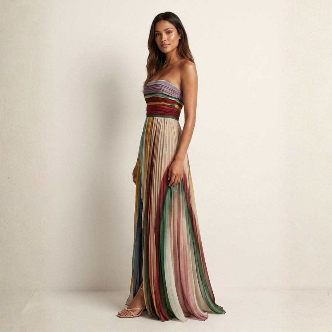 Robe Longue Plissée Colorée