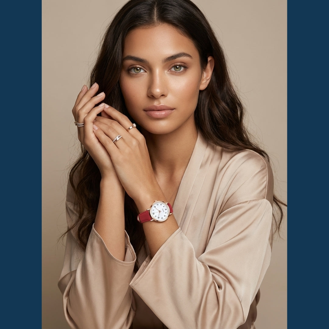 Montre Femme en Cuir Or Rose
