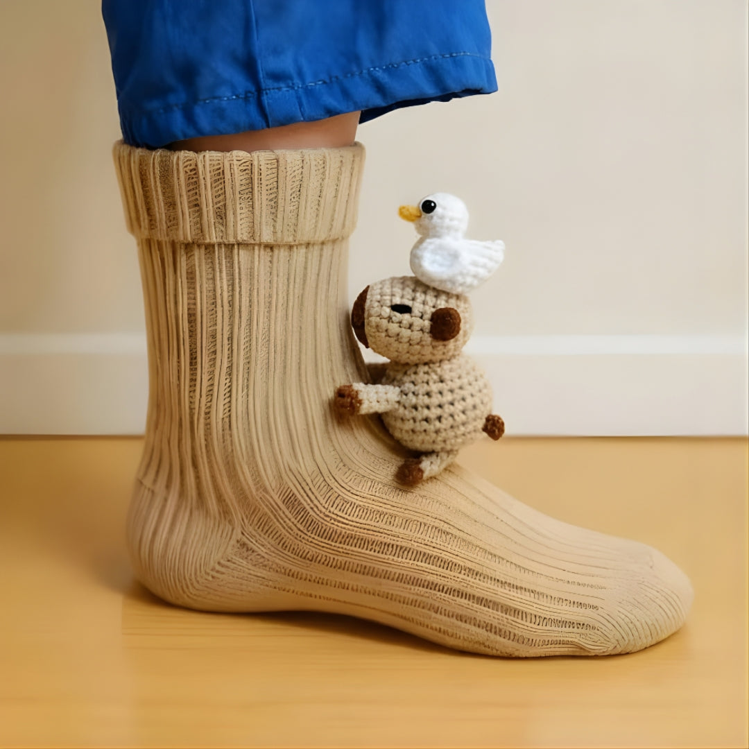 Chaussettes d'intérieur confortables unisexes chaudes et douces à motif animal