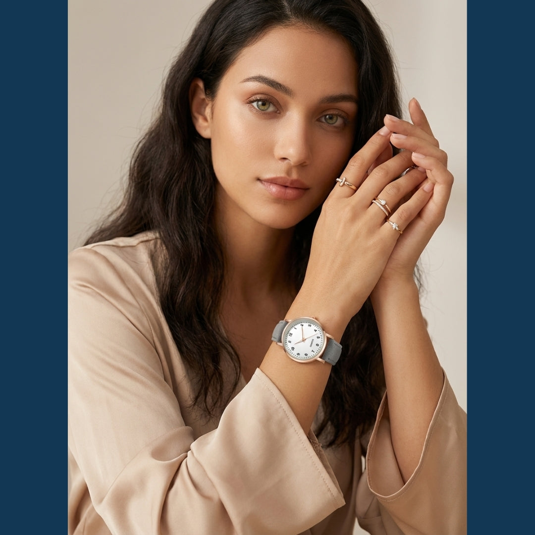 Montre Femme en Cuir Or Rose