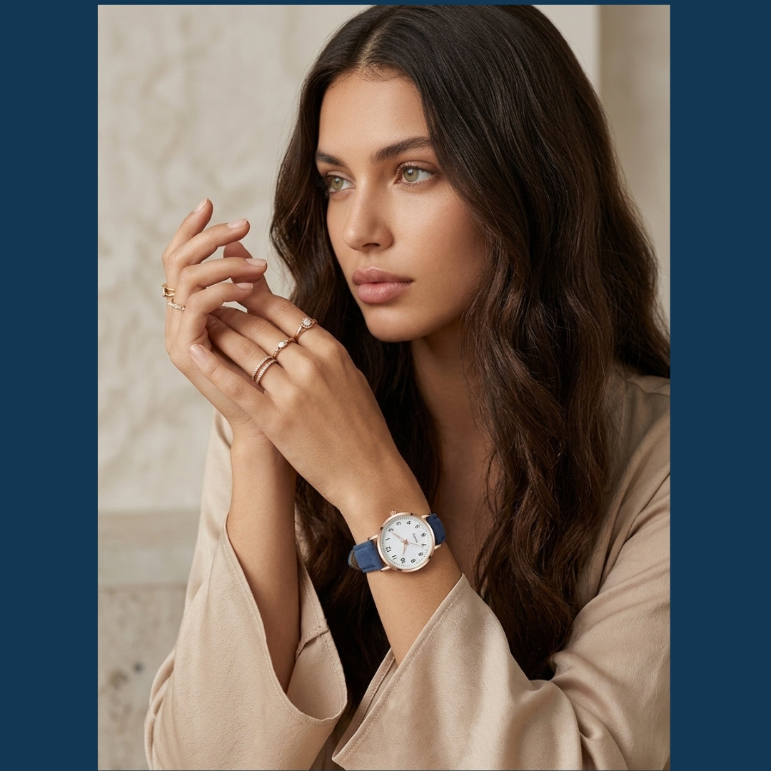 Montre Femme en Cuir Or Rose