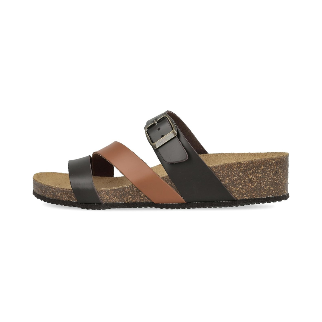 Sandales en cuir avec boucle à bout ouvert, dotées d'une semelle anatomique et d'un confort bio