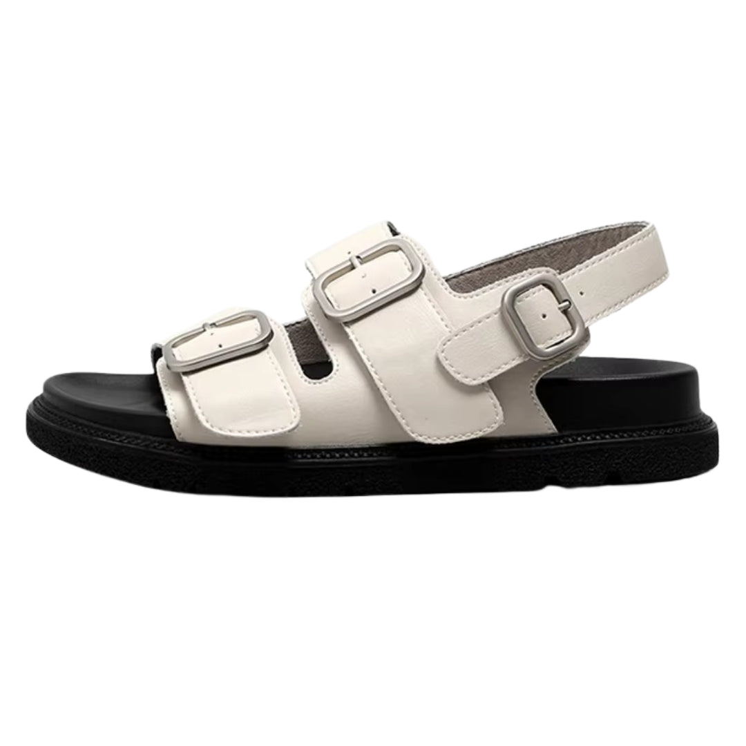 Sandales pour femmes en cuir véritable avec boucle