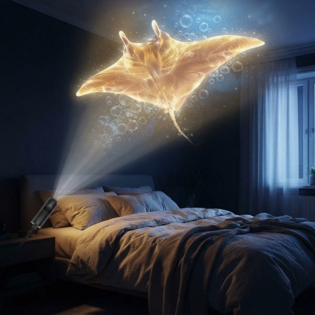 Projecteur d’Étoiles LED 360° avec 10 Projections – Galaxie, Océan & Papillons