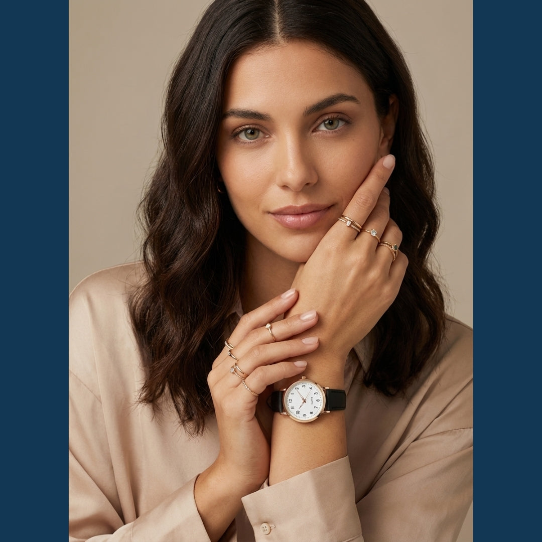 Montre Femme en Cuir Or Rose