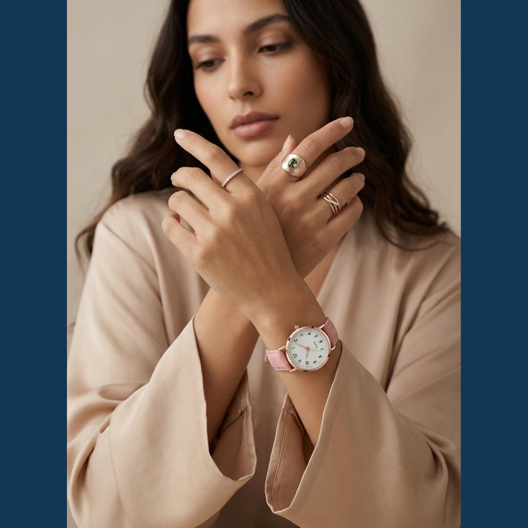 Montre Femme en Cuir Or Rose