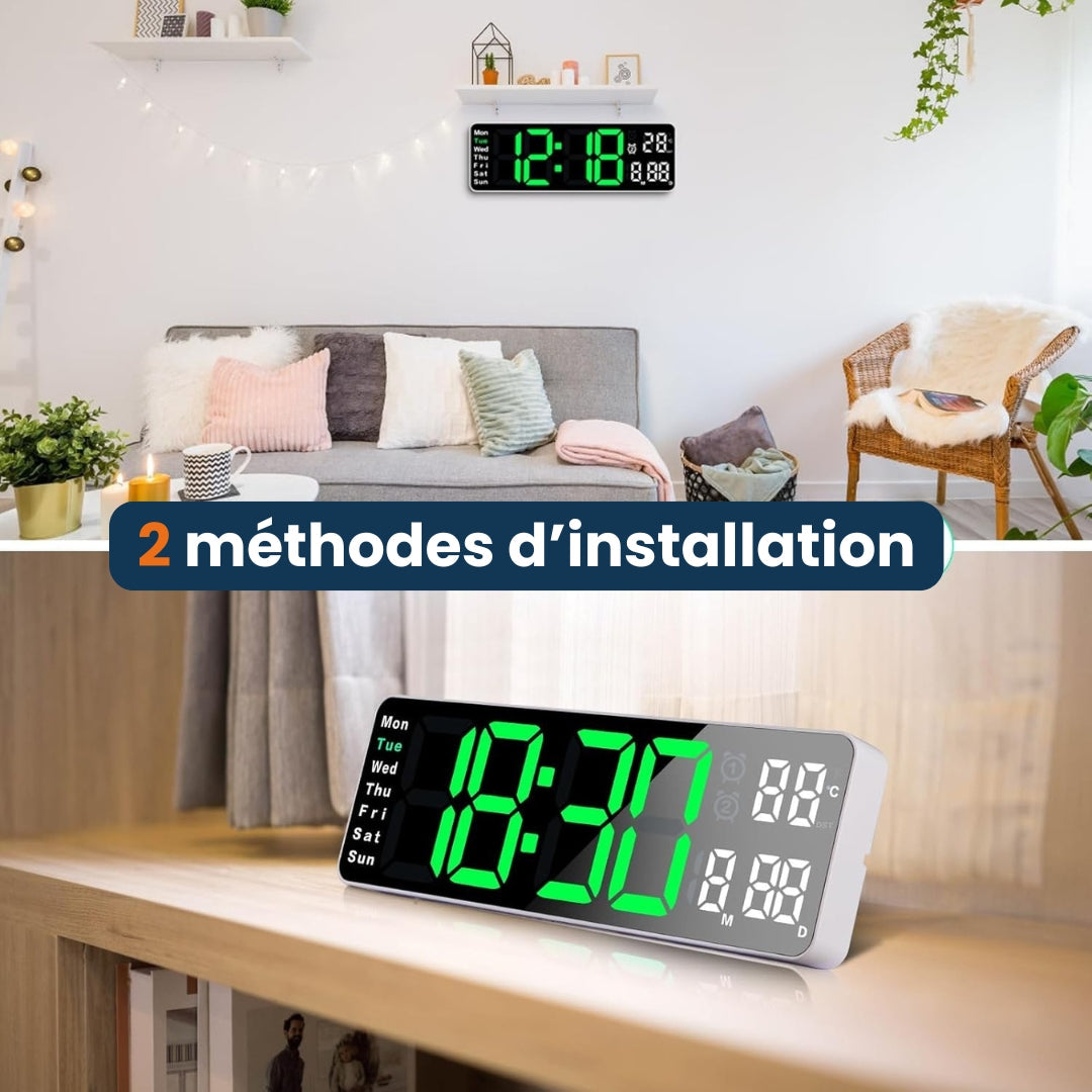 Horloge numérique LED murale