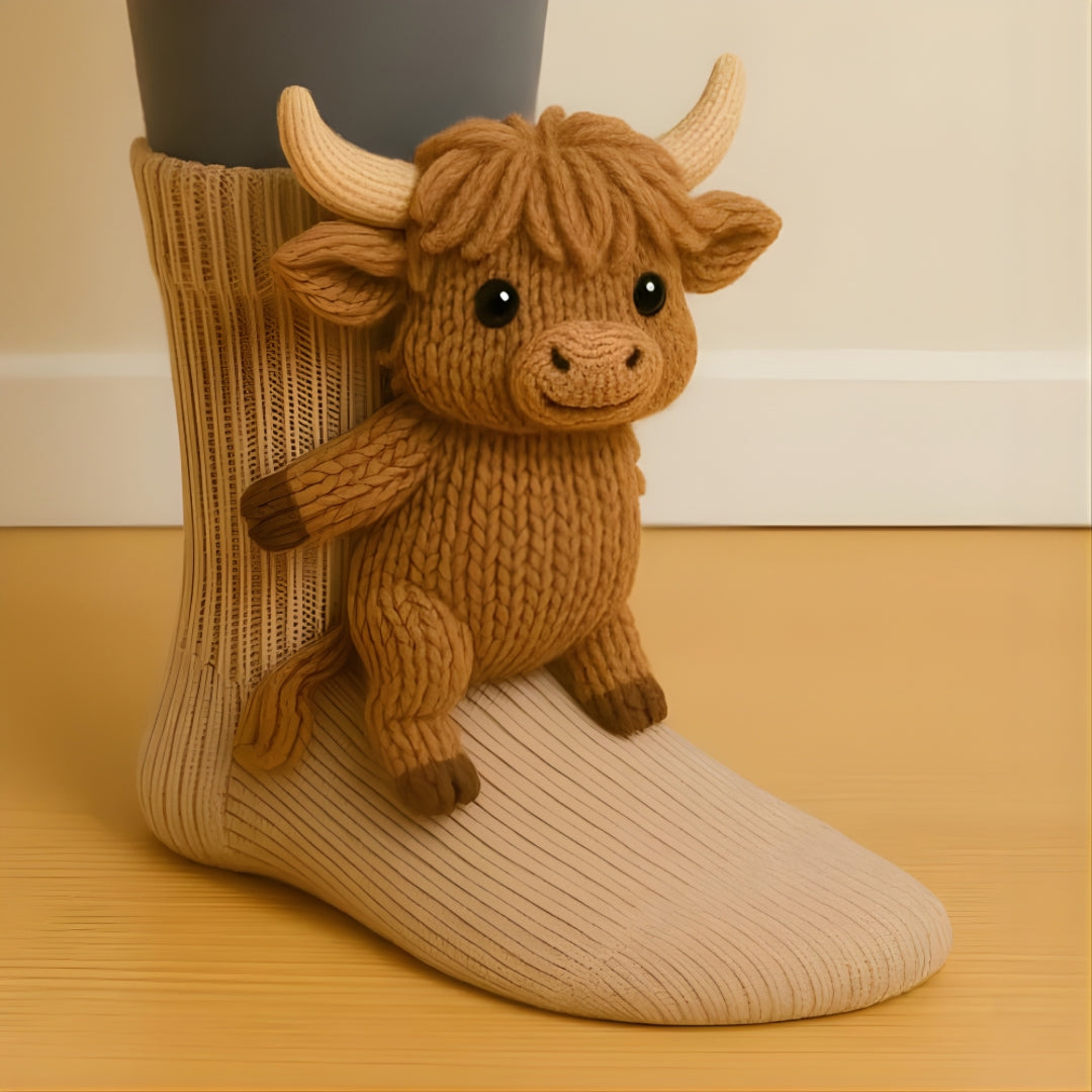 Chaussettes d'intérieur confortables unisexes chaudes et douces à motif animal