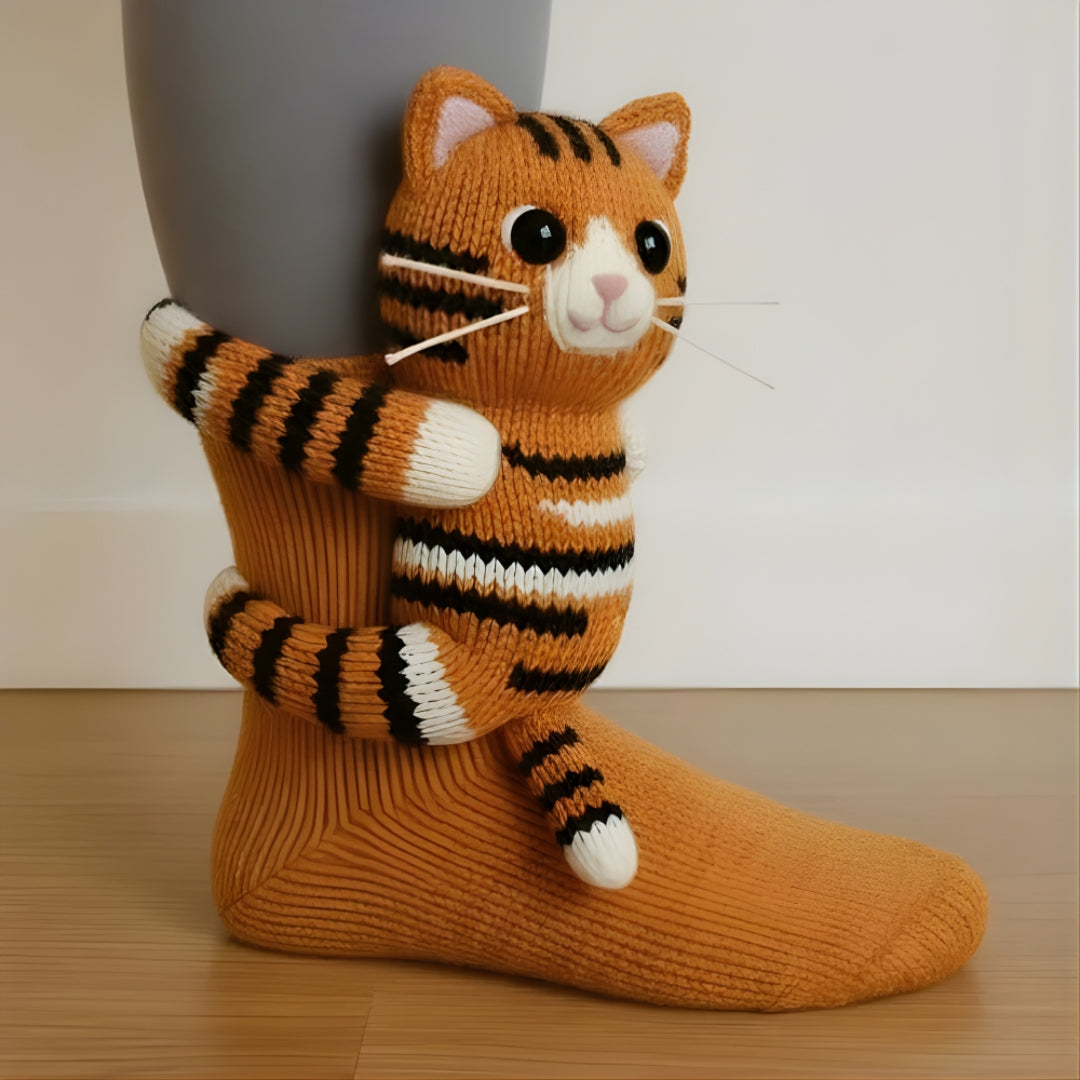Chaussettes d'intérieur confortables unisexes chaudes et douces à motif animal