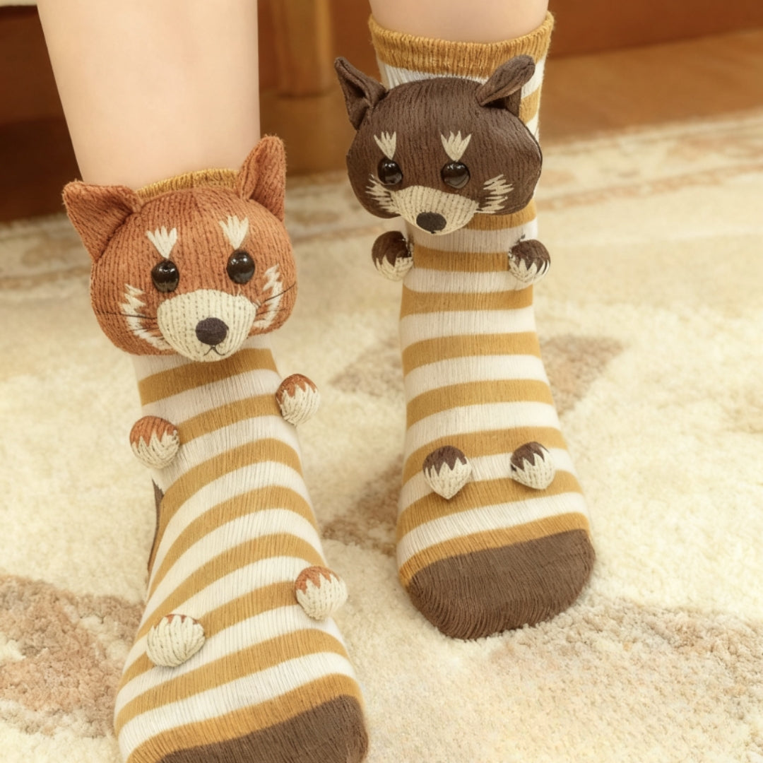 Chaussettes d'intérieur confortables unisexes chaudes et douces à motif animal