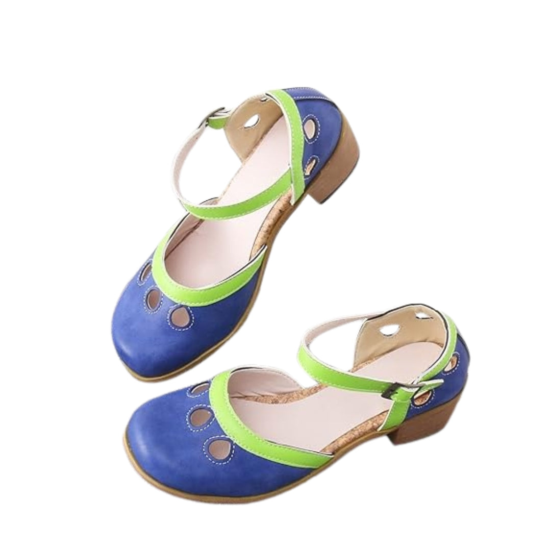 Sandales à petit talon avec boucle décorative pour femme