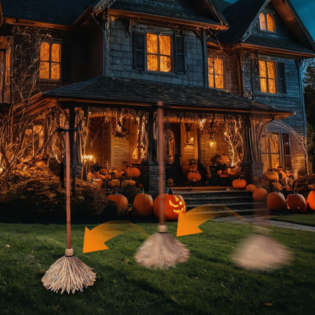 Balai de Sorcière Animé avec Son & Mouvement – Décoration Halloween Effrayante