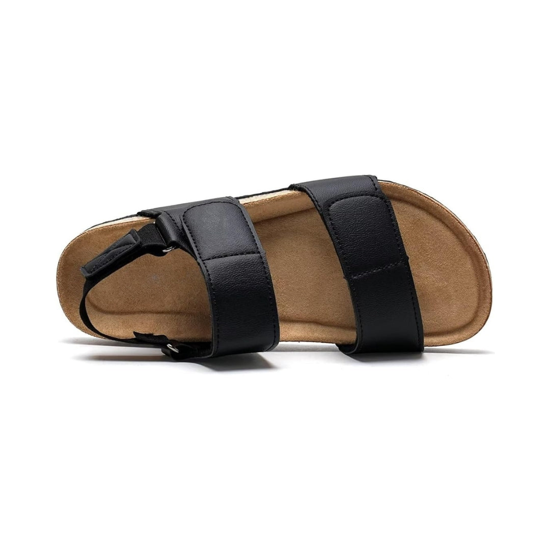 Sandales plates en liège avec soutien ergonomique et finitions pailletées