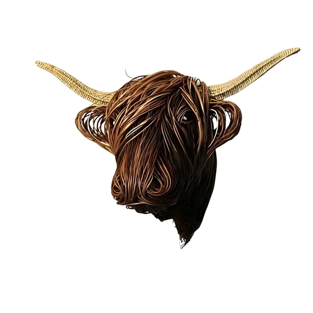 Sculpture Murale Vache Highland – Décoration Rustique Effet Artisanal