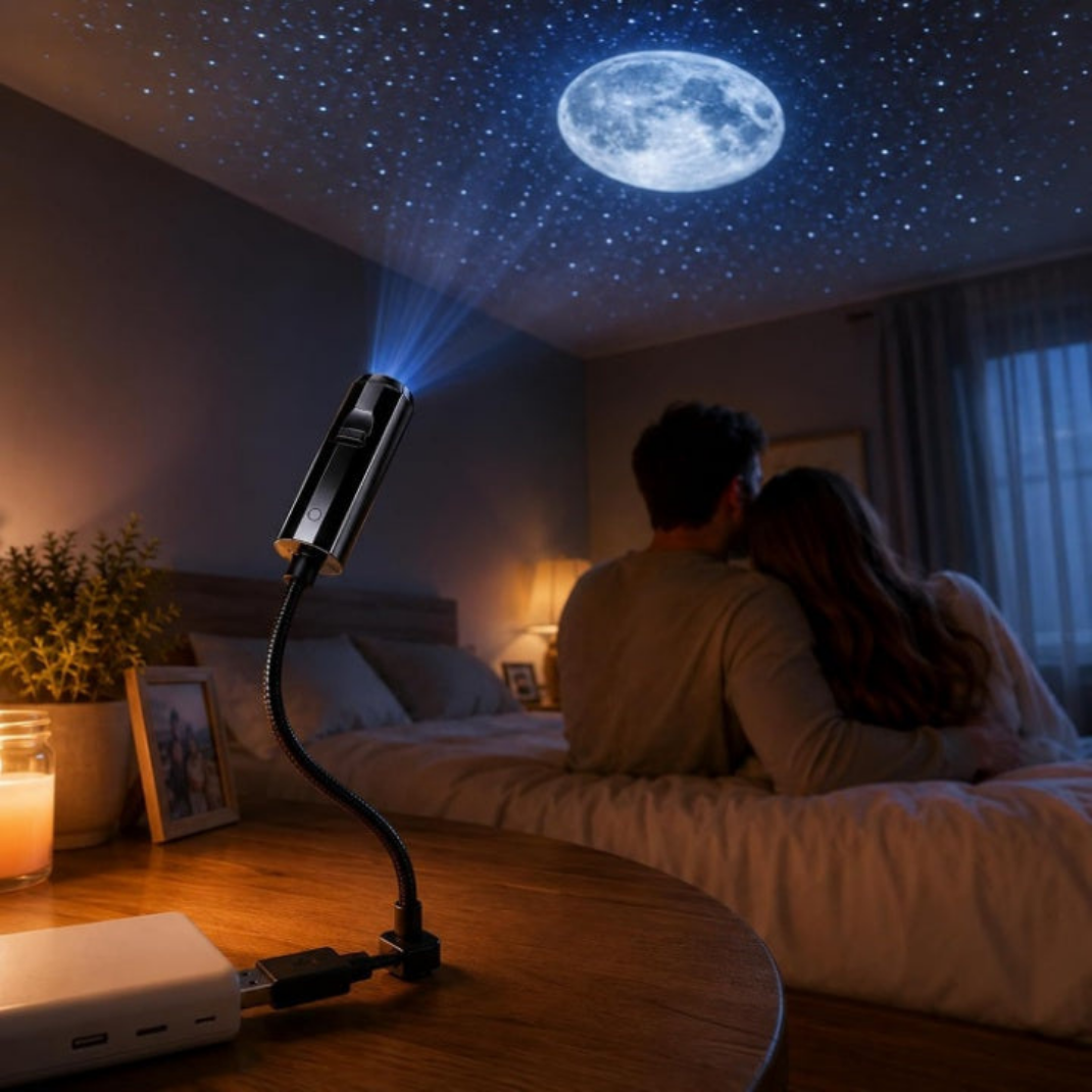 Projecteur d’Étoiles LED 360° avec 10 Projections – Galaxie, Océan & Papillons