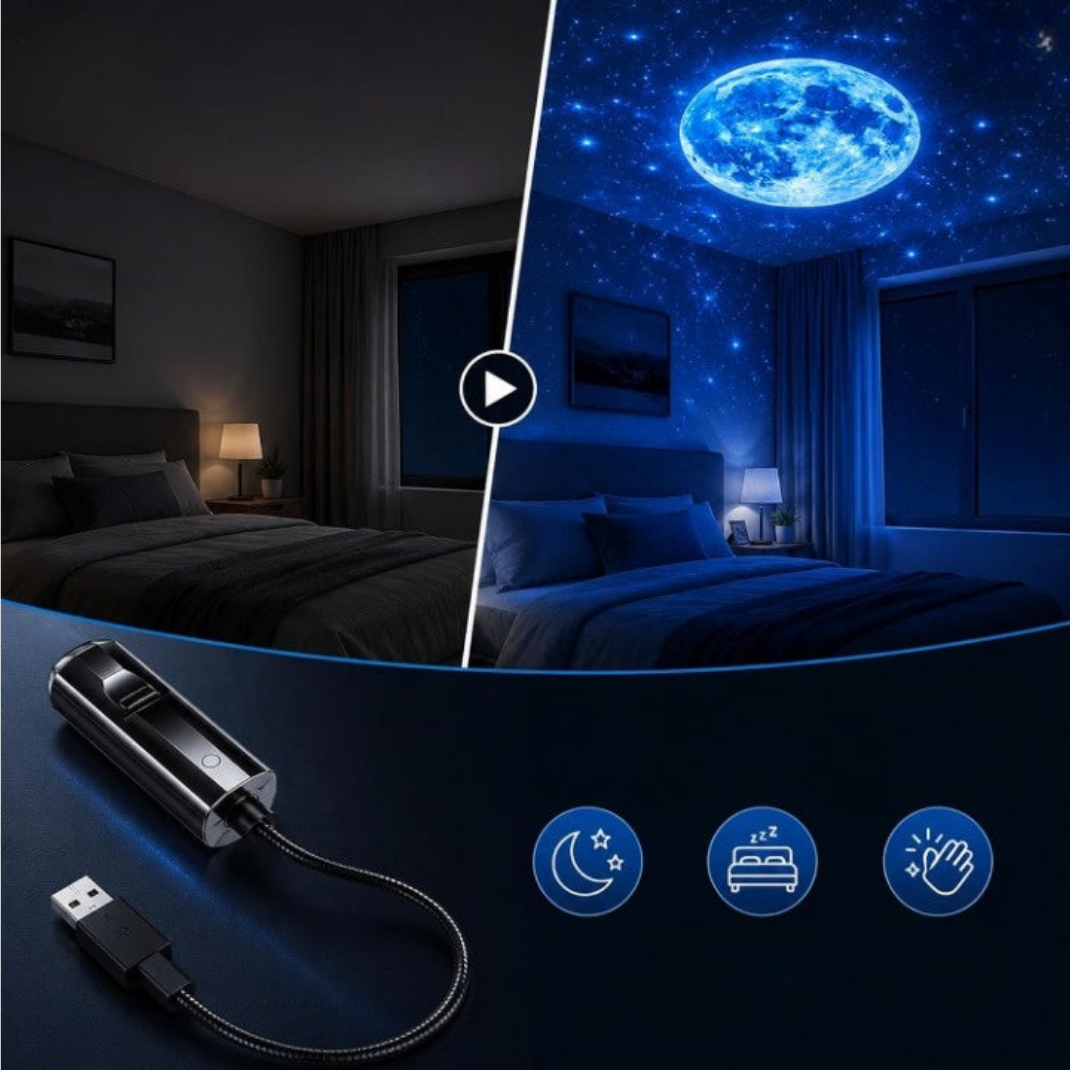 Projecteur d’Étoiles LED 360° avec 10 Projections – Galaxie, Océan & Papillons
