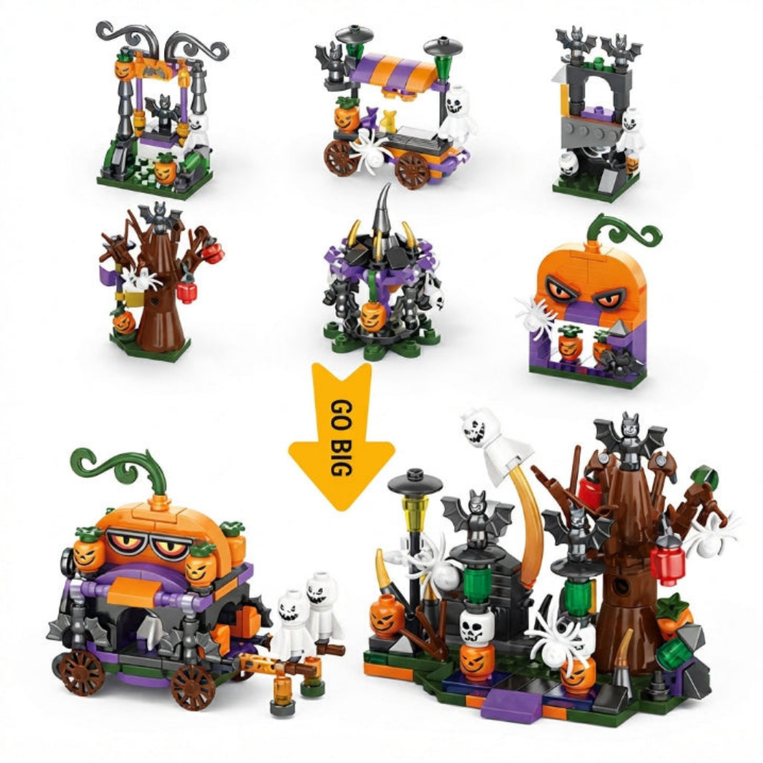 Calendrier Halloween 31 Jours avec Blocs de Construction – 31 Mini-Surprises à Assembler