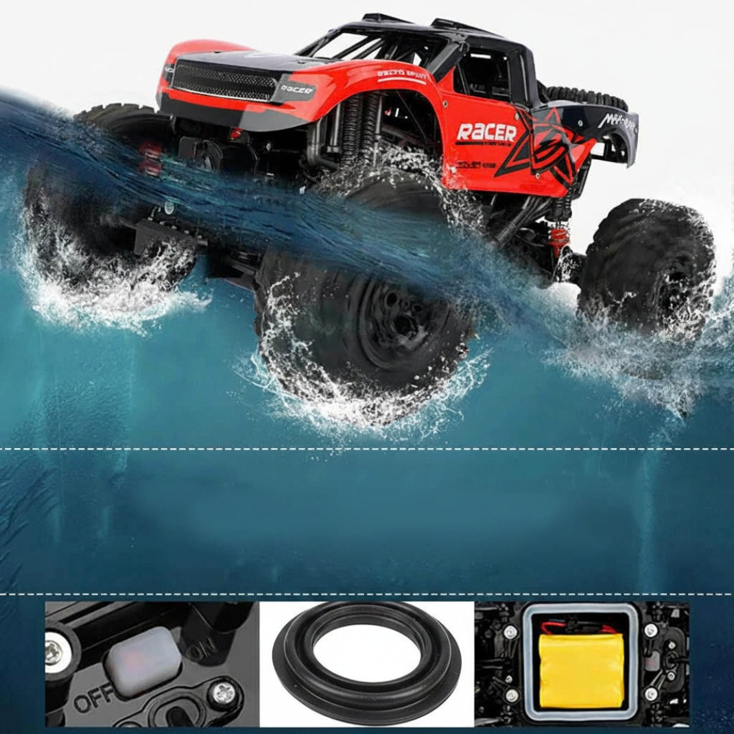 Monster Truck RC Amphibie 4x4 Tout-Terrain – Télécommande 2,4 GHz & Suspension Indépendante