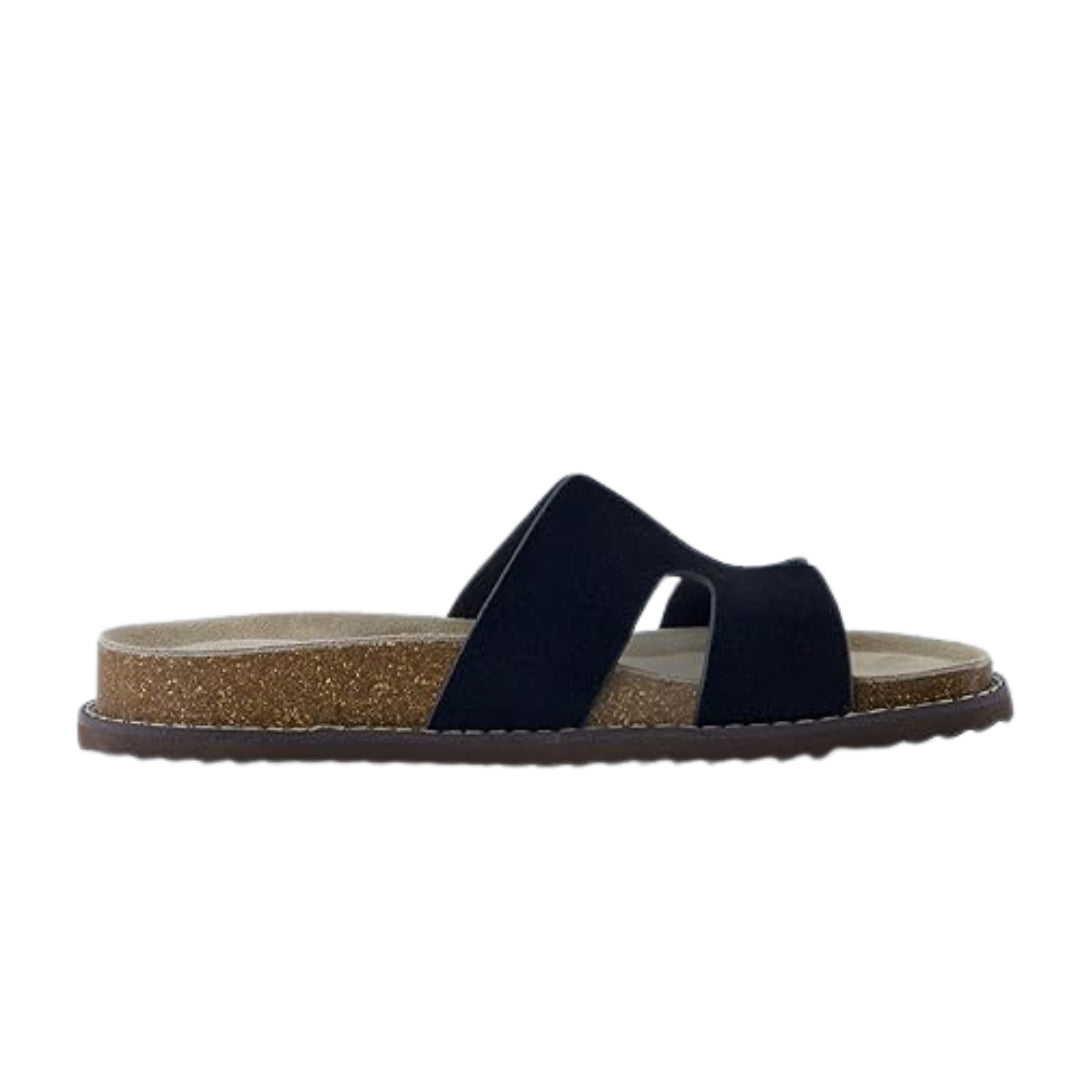 Sandales à enfiler en cuir véritable pour femmes avec semelle en liège