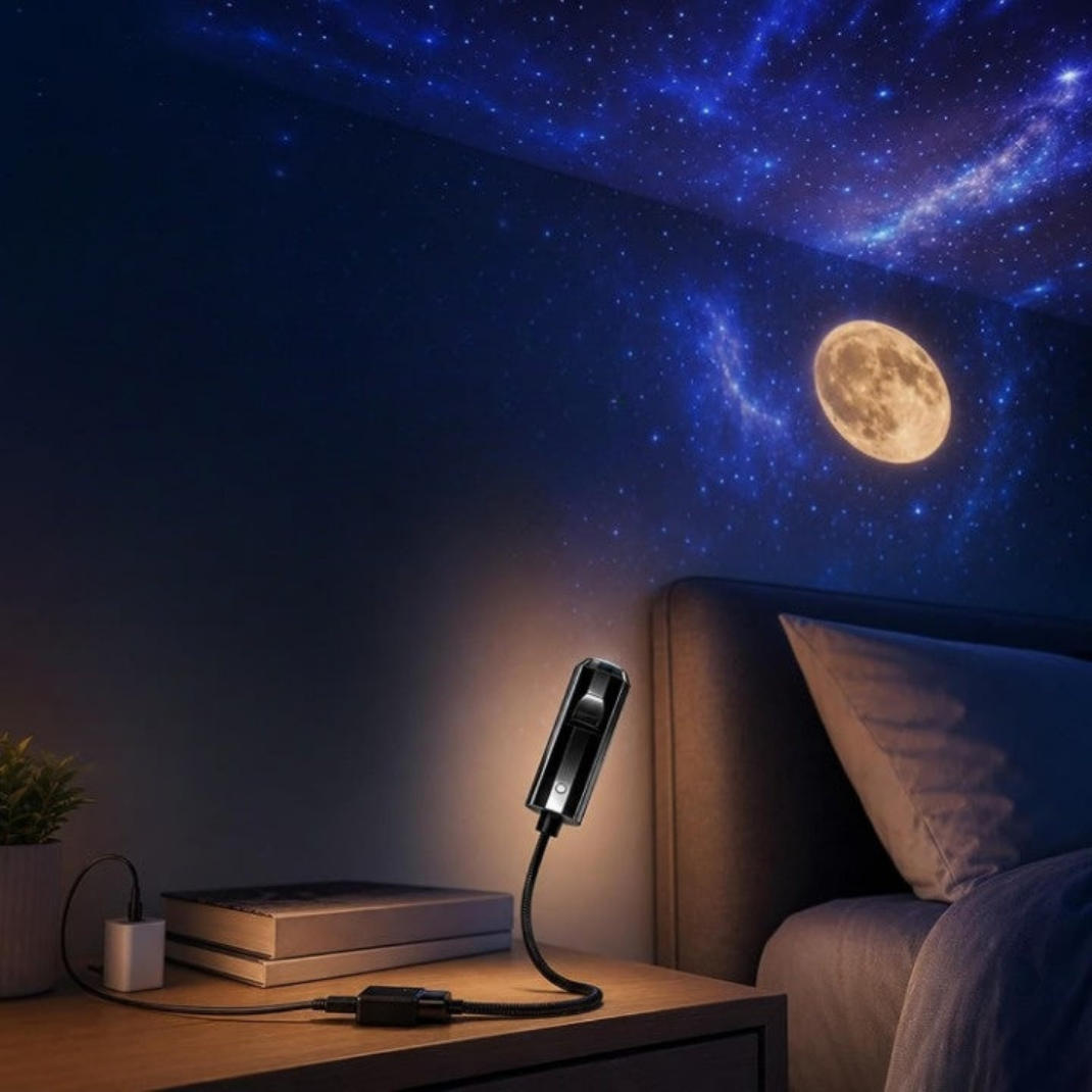 Projecteur d’Étoiles LED 360° avec 10 Projections – Galaxie, Océan & Papillons