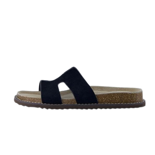 Sandales à enfiler en cuir véritable pour femmes avec semelle en liège