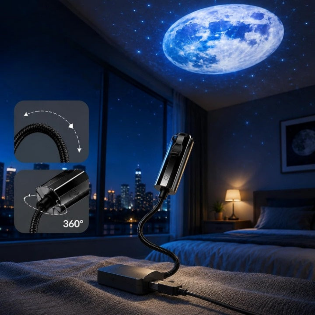 Projecteur d’Étoiles LED 360° avec 10 Projections – Galaxie, Océan & Papillons