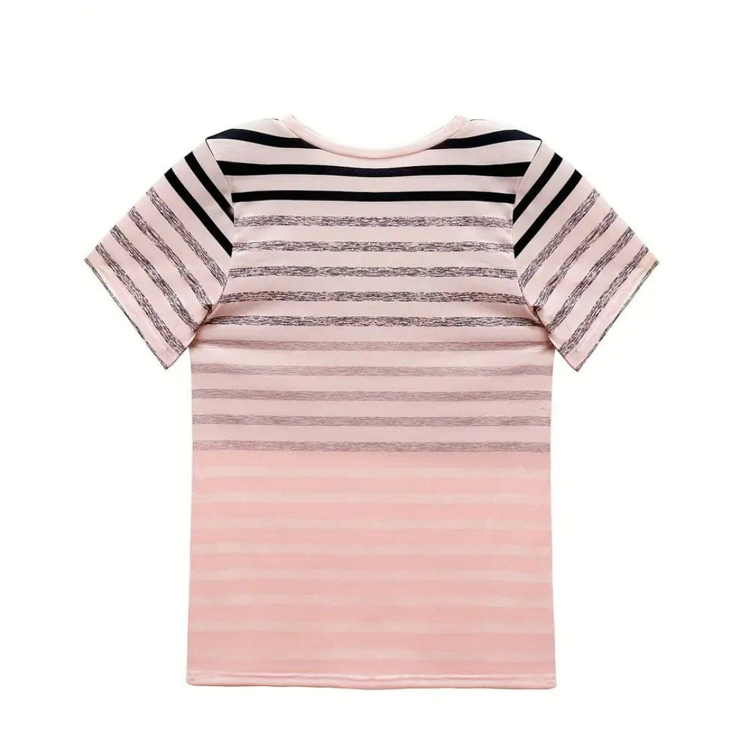 T-shirt à rayures dégradées pour femme – Confort léger et style estival
