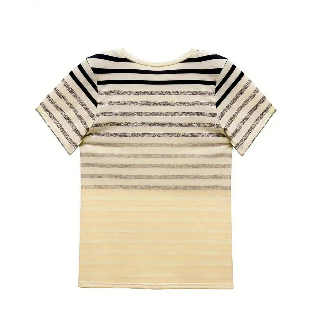 T-shirt à rayures dégradées pour femme – Confort léger et style estival