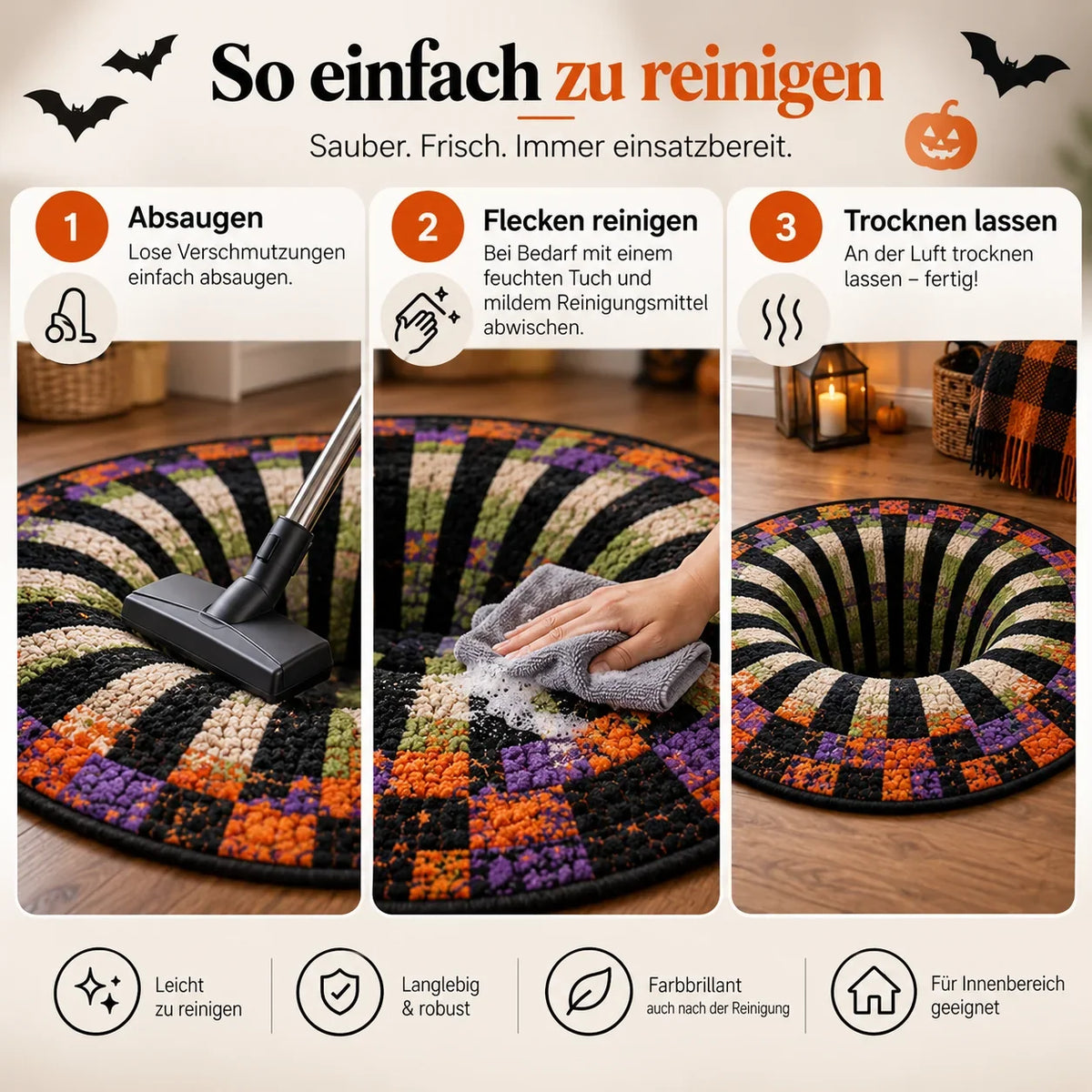 Tapis Rond Halloween à Illusion Optique Imprimée — image originale 5