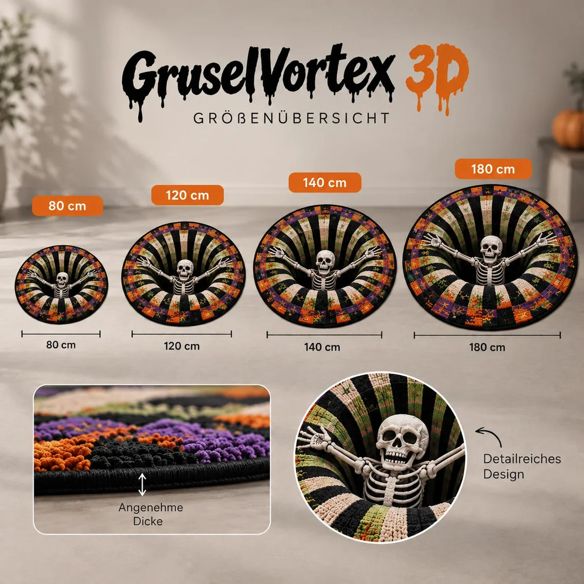 Tapis Rond Halloween à Illusion Optique Imprimée — image originale 9