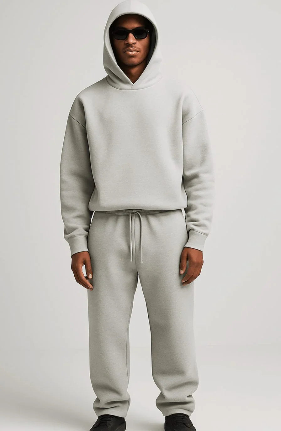 Ensemble Homme Sweat à Capuche et Jogger Ample — Gris clair