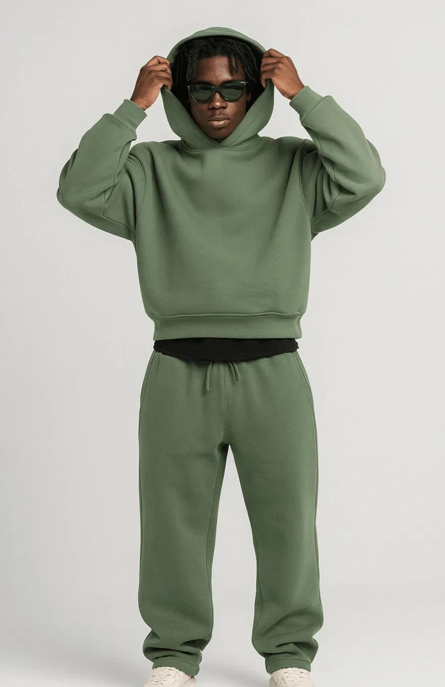Ensemble Homme Sweat à Capuche et Jogger Ample — Vert