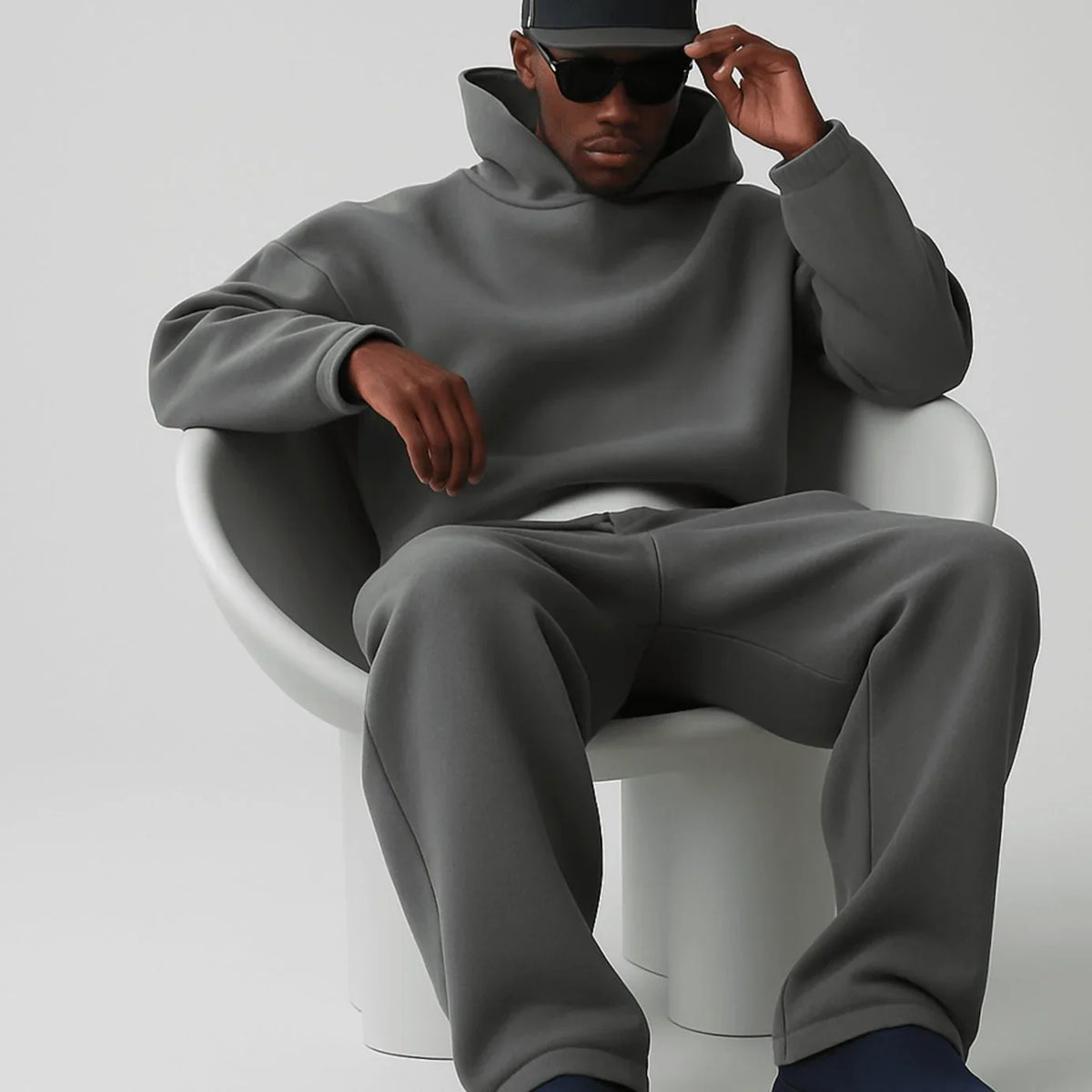 Ensemble Homme Sweat à Capuche et Jogger Ample — Gris foncé